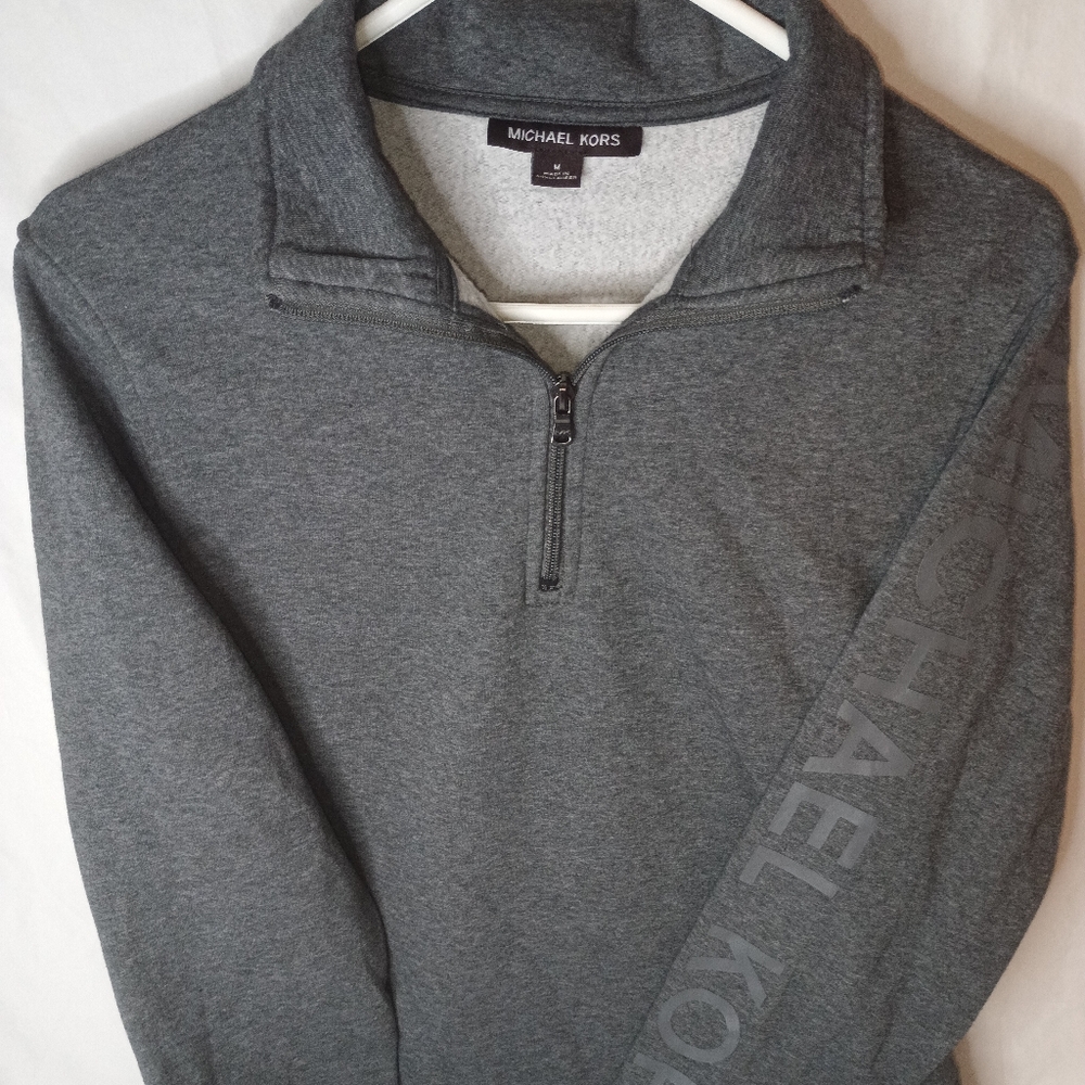 MICHAEL KORS Zip Sweater in ash melange- Grey - Med.   Wore One Time Wrong Size